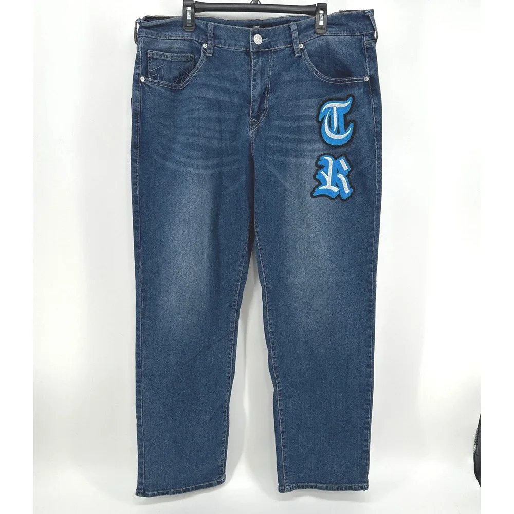 True Religion Bobby Jeans Mens 36 Blue Patch Relaxed Baggy Modern Streetwear NWT